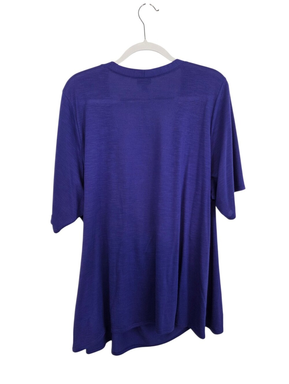 Torrid Purple Faux Wrap V-Neck Short Sleeve Stretch Blouse Size 4 ~ Pre-Owned - Picture 4 of 13